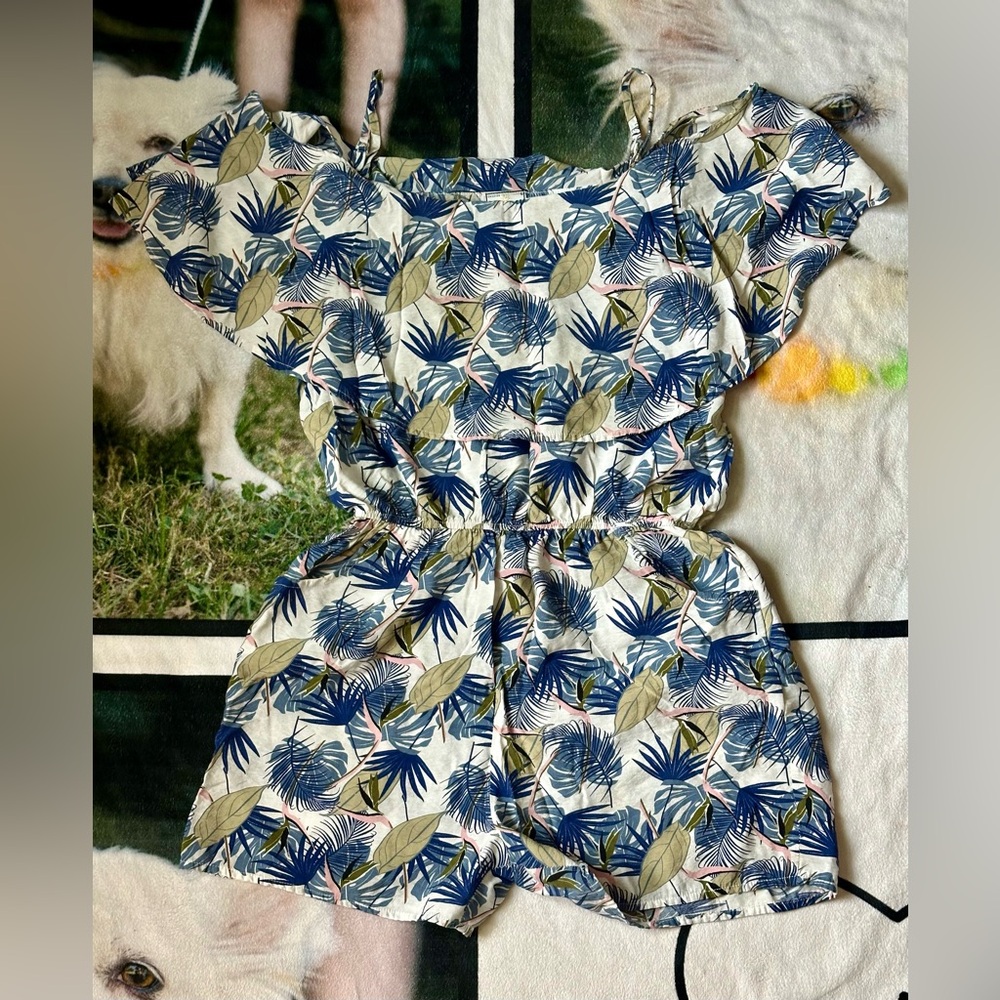 PINEAPPLE Romper Covered in Palm Leaves - Size Large